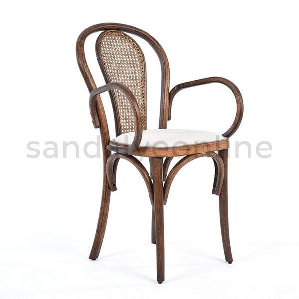 Just Ahşap Kolçaklı Hazeranlı Sandalye