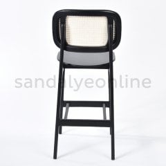 Cane Ahşap Bar Sandalyesi