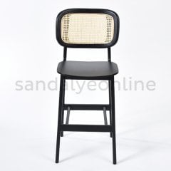 Cane Ahşap Bar Sandalyesi