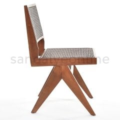 Hill Hazeranlı Kolsuz Yemek Sandalyesi Ceviz Ahşap Sandalye Modelleri - Sandalye Online