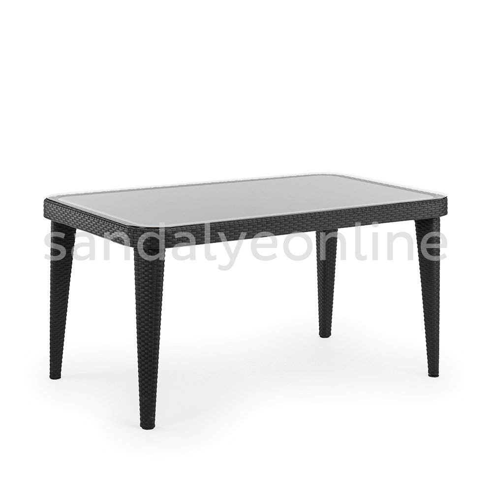 Osaka Glass Top Garden Table Black