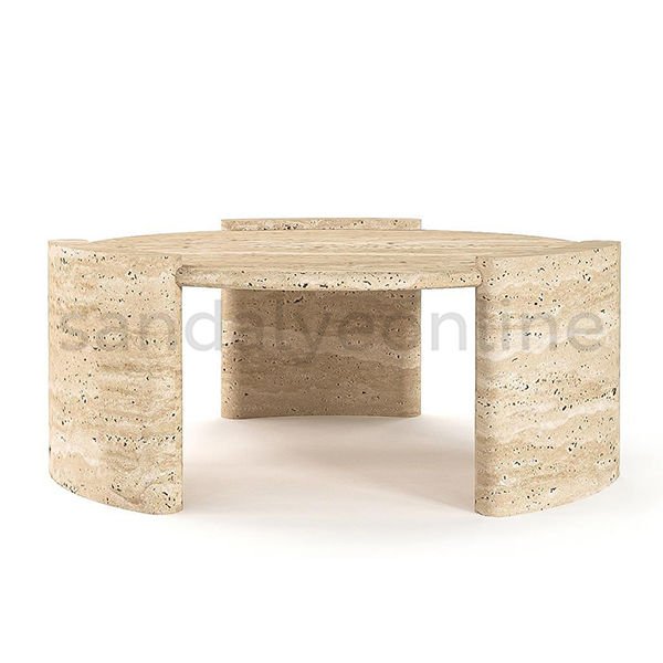 Mern Travertine Side Table