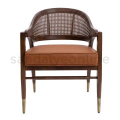 Dunbar Tan Upholstered Cane-Back Armchair Chairs - Sandalye Online