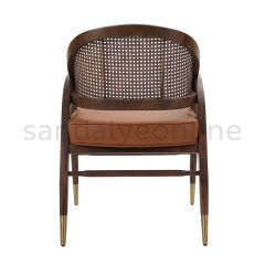 Dunbar Tan Upholstered Cane-Back Armchair Chairs - Sandalye Online