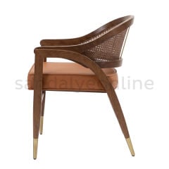 Dunbar Tan Upholstered Cane-Back Armchair Chairs - Sandalye Online