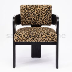 Tolia Leopar Desenli Ahşap Sandalye Restoran Sandalyeleri - Sandalye Online