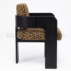 Tolia Leopar Desenli Ahşap Sandalye Restoran Sandalyeleri - Sandalye Online