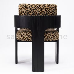 Tolia Leopar Desenli Ahşap Sandalye Restoran Sandalyeleri - Sandalye Online