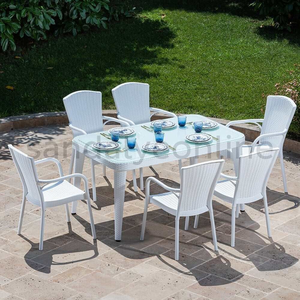 Royal 6+1 Bahçe ve Balkon Takımı Beyaz