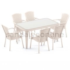 Royal 6+1 Bahçe ve Balkon Takımı Krem