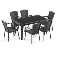 Royal 6+1 Bahçe ve Balkon Takımı Siyah