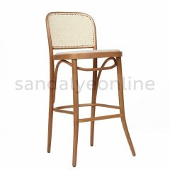 Lina Ahşap Hazeranlı Bar Sandalyesi - Sandalye Online