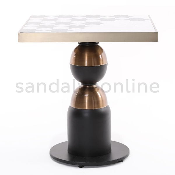 Grant Framed Marble Satin Metal Detailed Table