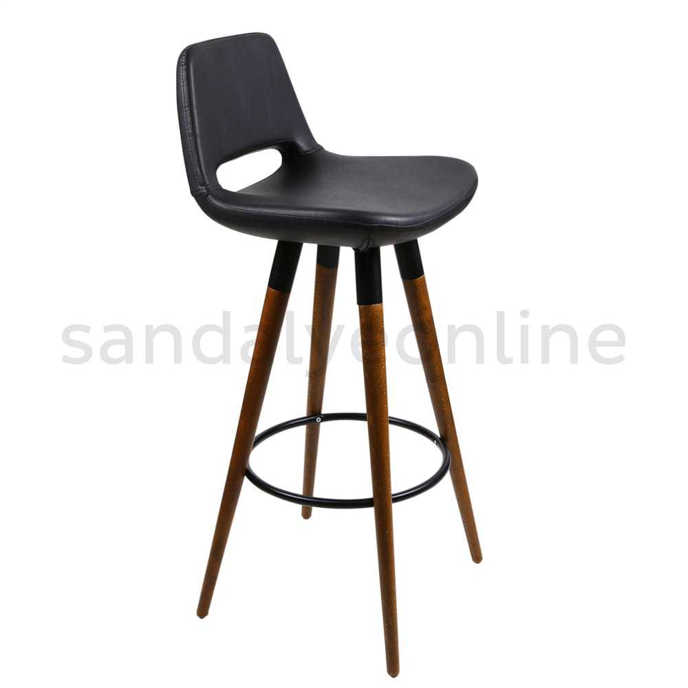 Retro Ahşap Ayaklı Bar Sandalyesi