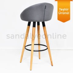 Tile Wooden Leg Bar Chair Dark Gray - Linen
