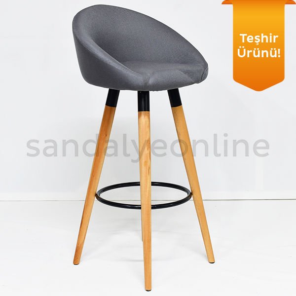 Tile Wooden Leg Bar Chair Dark Gray - Linen