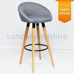 Tile Wooden Leg Bar Chair Gray - Linen