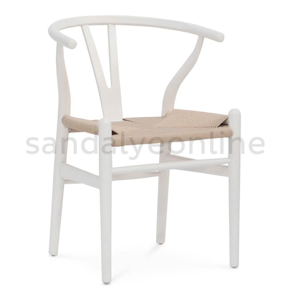 Wishbone Ahşap Sandalye Beyaz-Naturel | Sandalye Online