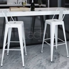 Tolix Sırtlı Bar Sandalyesi 75 cm